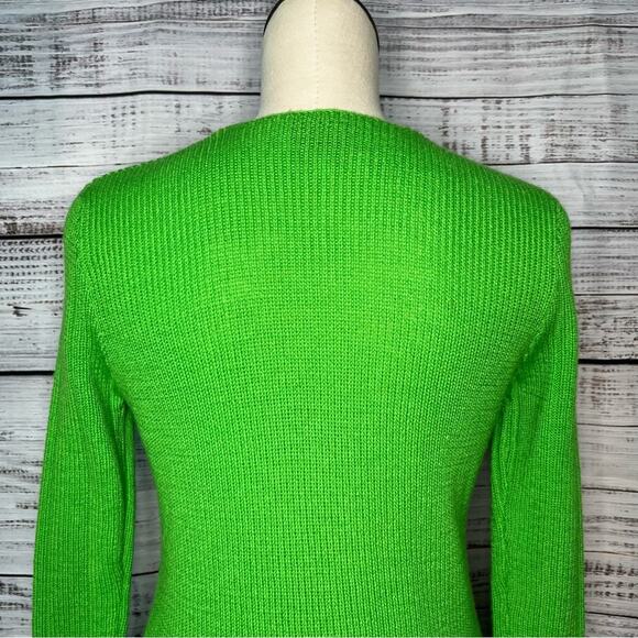 Marisa Christina Medium 100% Pure Wool Green Cardigan Vintage Sweater - Picture 8 of 11